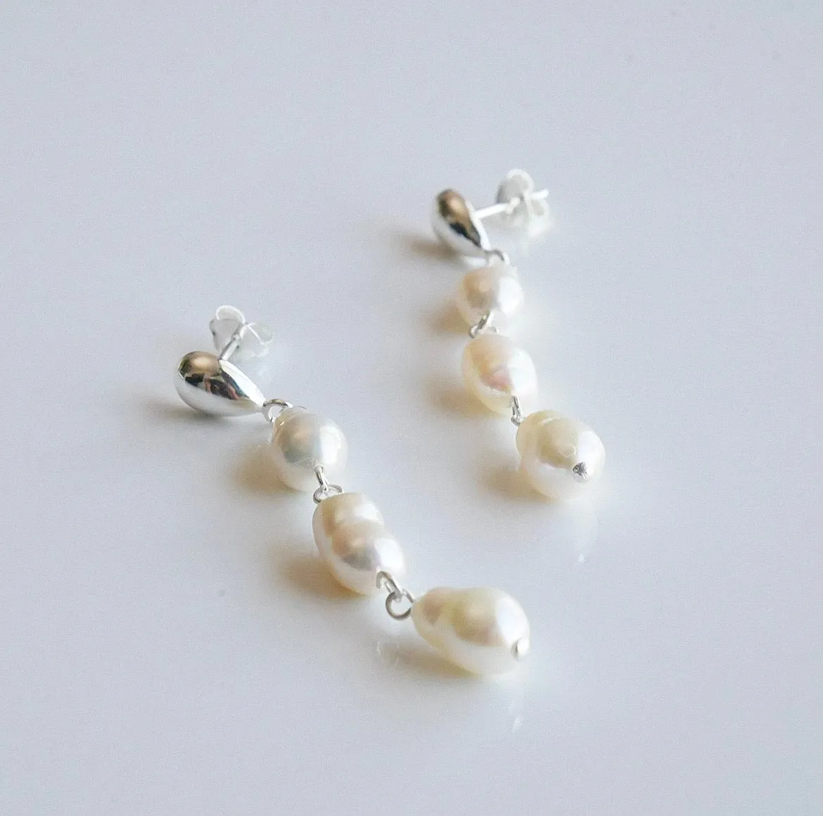 Freshwater Pearls Drop Down Earrings .925 sterling silver