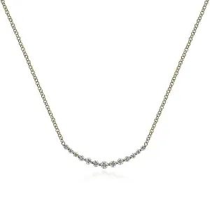 Gabriel & Co. 14K Yellow Gold Diamond Curved Bar Necklace