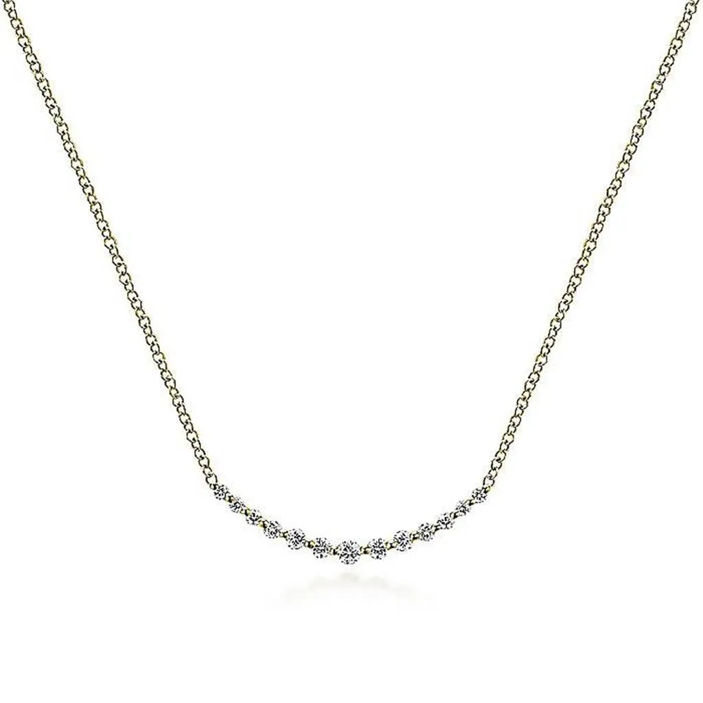 Gabriel & Co. 14K Yellow Gold Diamond Curved Bar Necklace