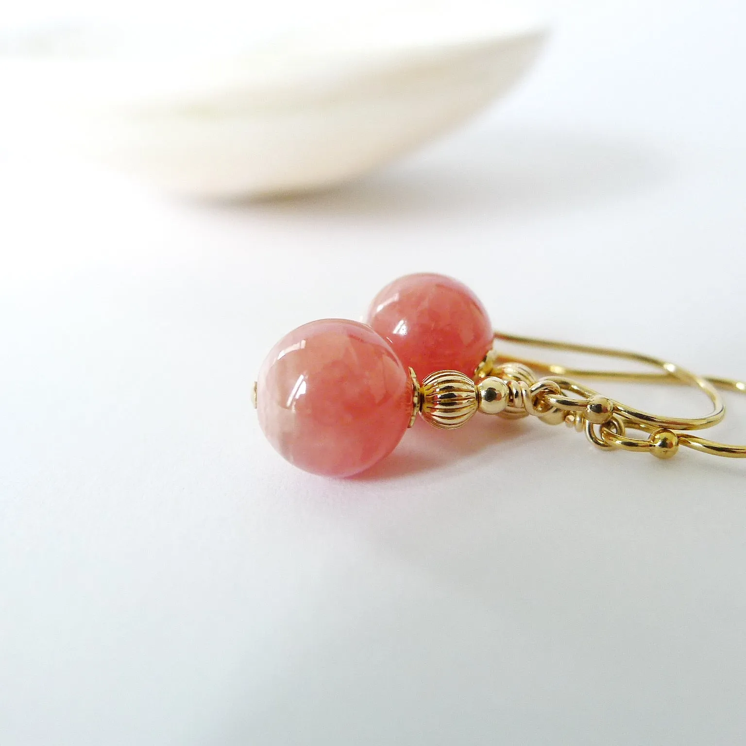 Genevieve Earrings / Rhodochrosite 8mm