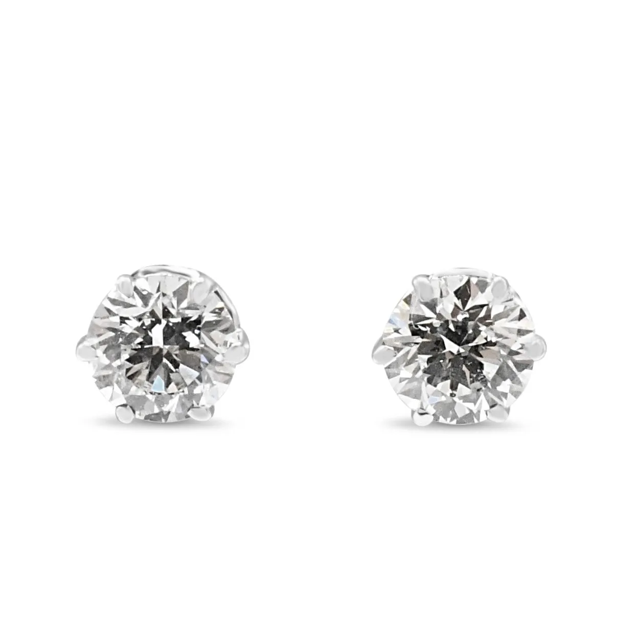 GIA Certificated Brilliant Cut Solitaire Diamond Stud Earrings - 18ct White Gold