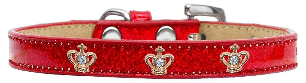 Gold Crown Widget Dog Collar Red Ice Cream Size 14