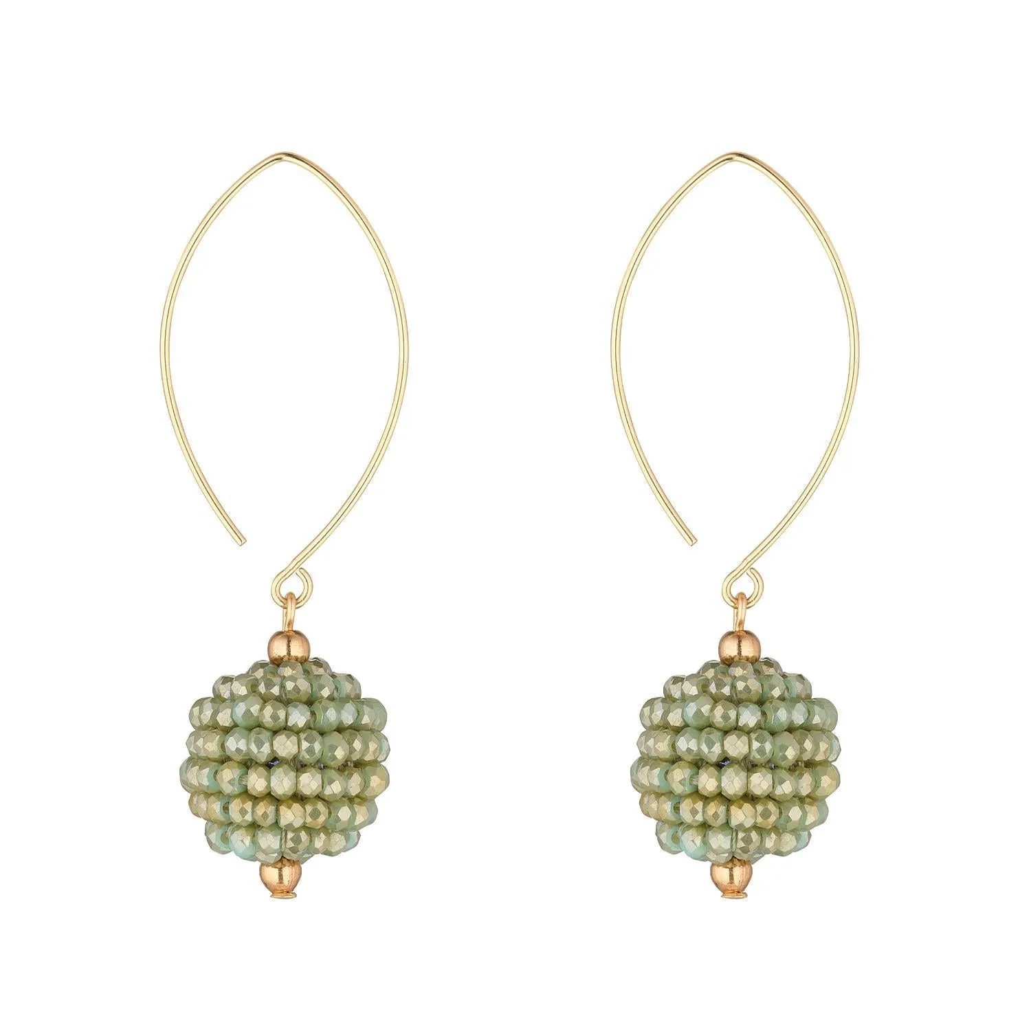 Gold Filled Small Fern Green Cluster Oval Opens Earrings