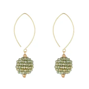 Gold Filled Small Fern Green Cluster Oval Opens Earrings