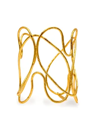 Gold Fluttering Heart Cuff Bracelet