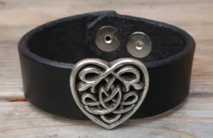 Handmade Wristband with Celtic Heart Concho