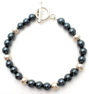 Hematite & Sterling Silver Bead Bracelet