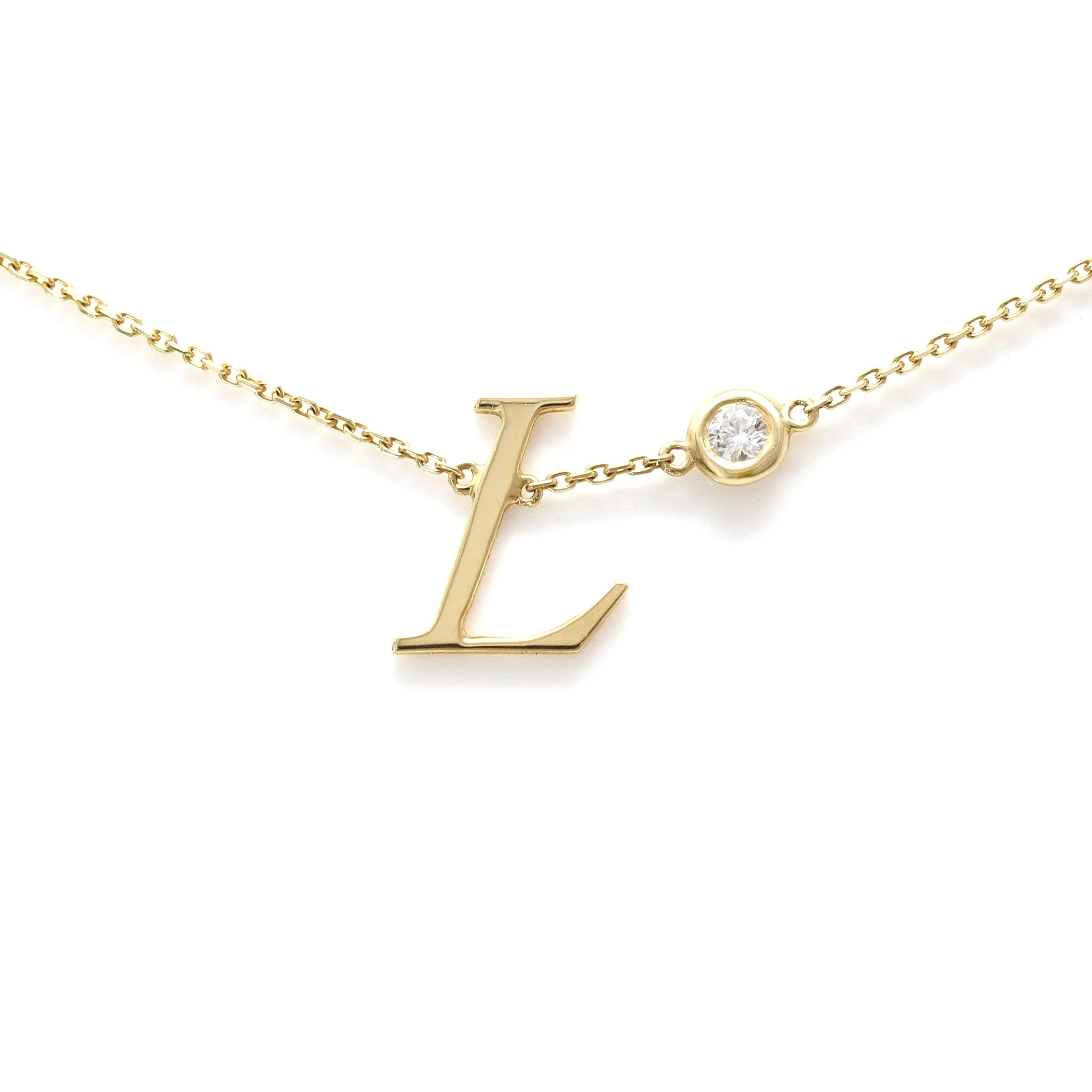 Initial Necklace With Dainty Diamond - Various Options