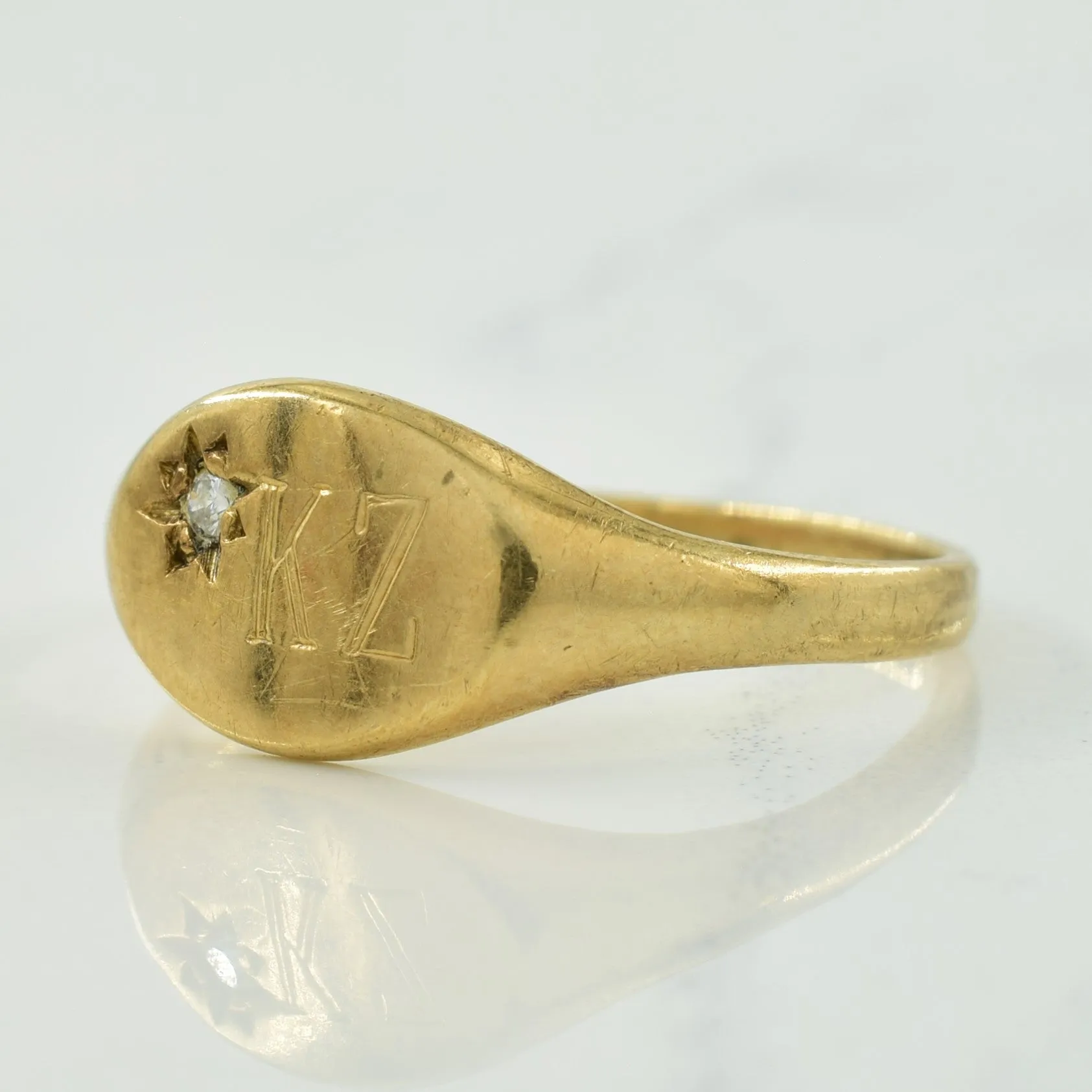 'KZ' Diamond Signet Ring | 0.02ct | SZ 6.75 |