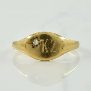 'KZ' Diamond Signet Ring | 0.02ct | SZ 6.75 |