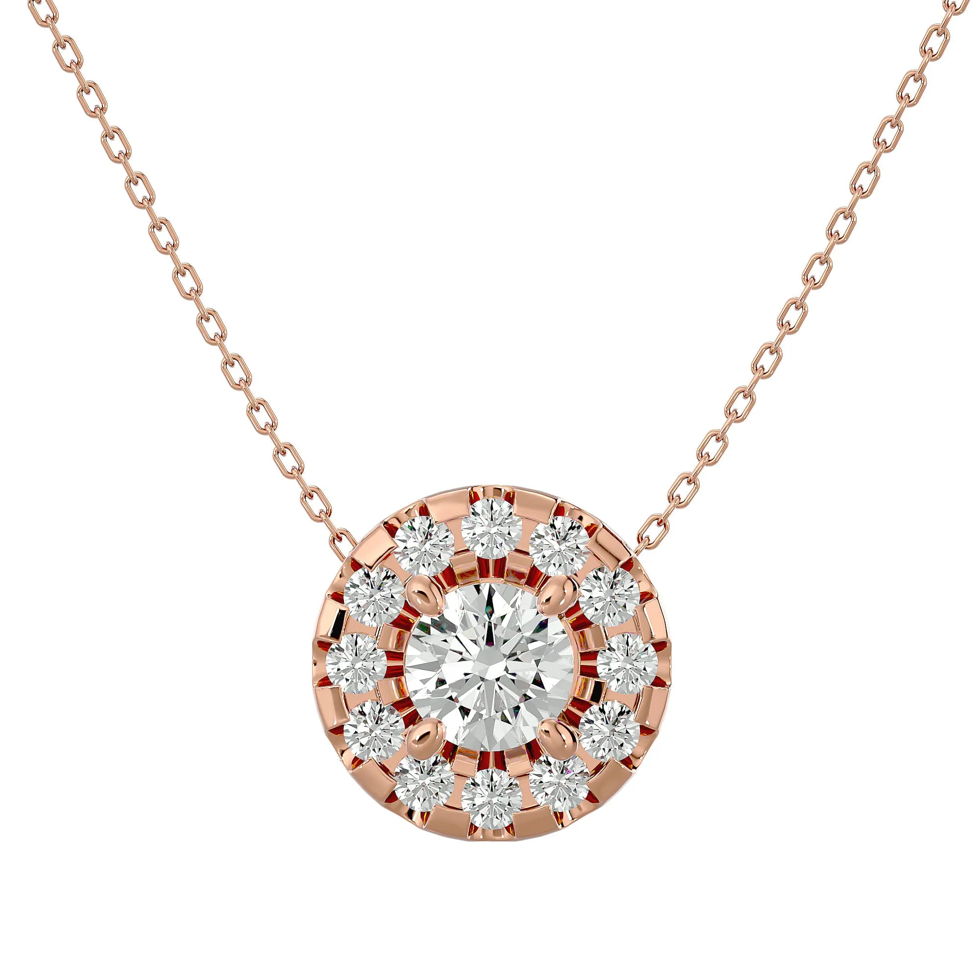 Lab Diamond Halo Solitaire Pendant