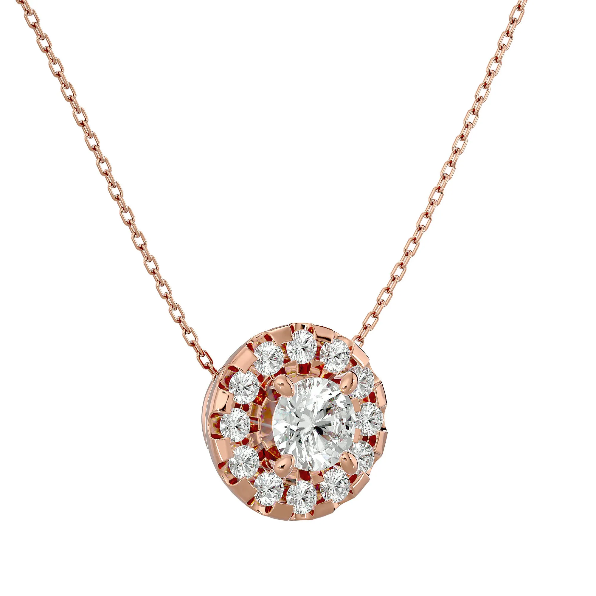 Lab Diamond Halo Solitaire Pendant