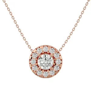 Lab Diamond Halo Solitaire Pendant