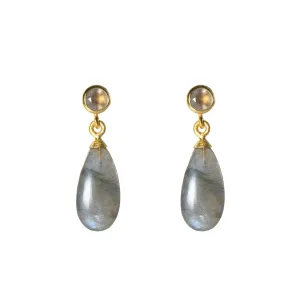 Labradorite Faceted And Labradorite Polished Earrings Fair Trade 24K Gold Vermeil