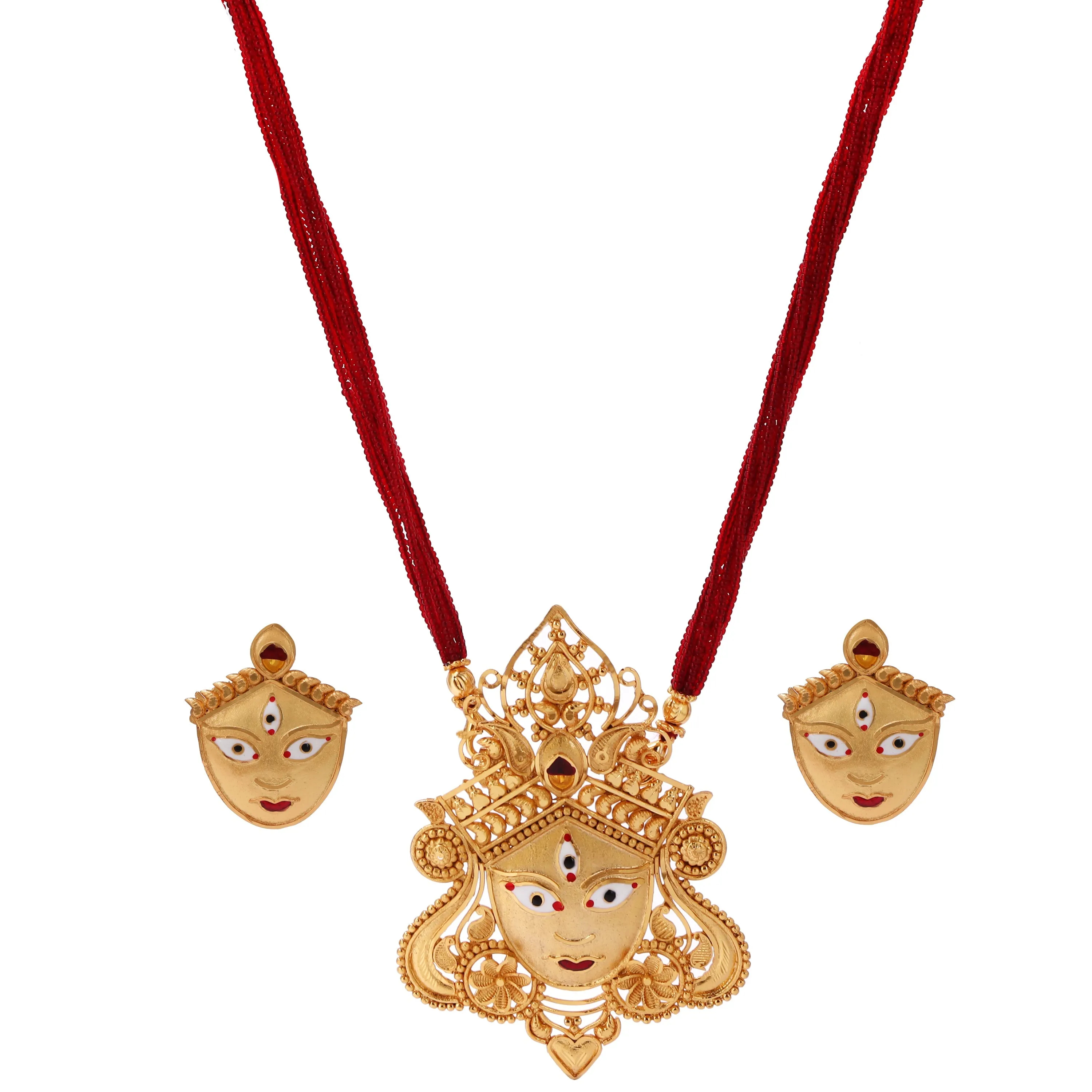 Maa Dugga Locket With Matching Earrings