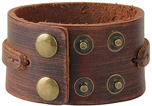 Marshal Black Brown Leather Cuff Bracelet Punk Braided Bracelets Rock Leather Wristbands Gothic Adjustable Wrap Bracelet for Men Women