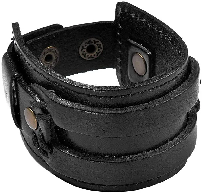 Marshal Black Brown Leather Cuff Bracelet Punk Braided Bracelets Rock Leather Wristbands Gothic Adjustable Wrap Bracelet for Men Women