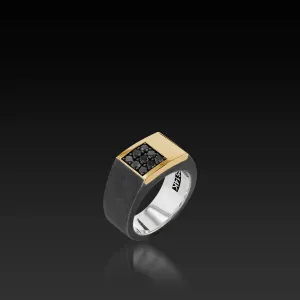 Men's Duplex Black Diamond Signet Ring