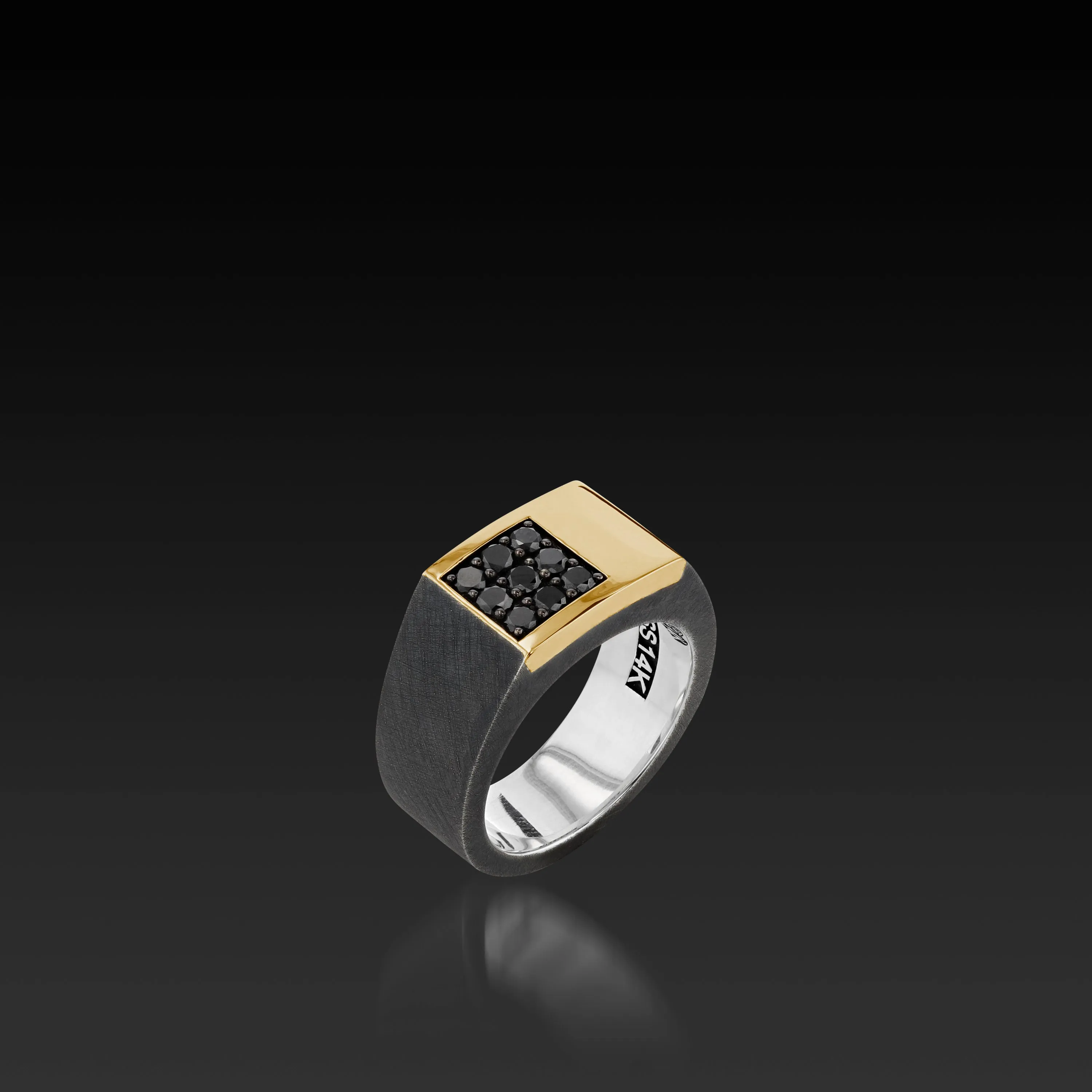 Men's Duplex Black Diamond Signet Ring