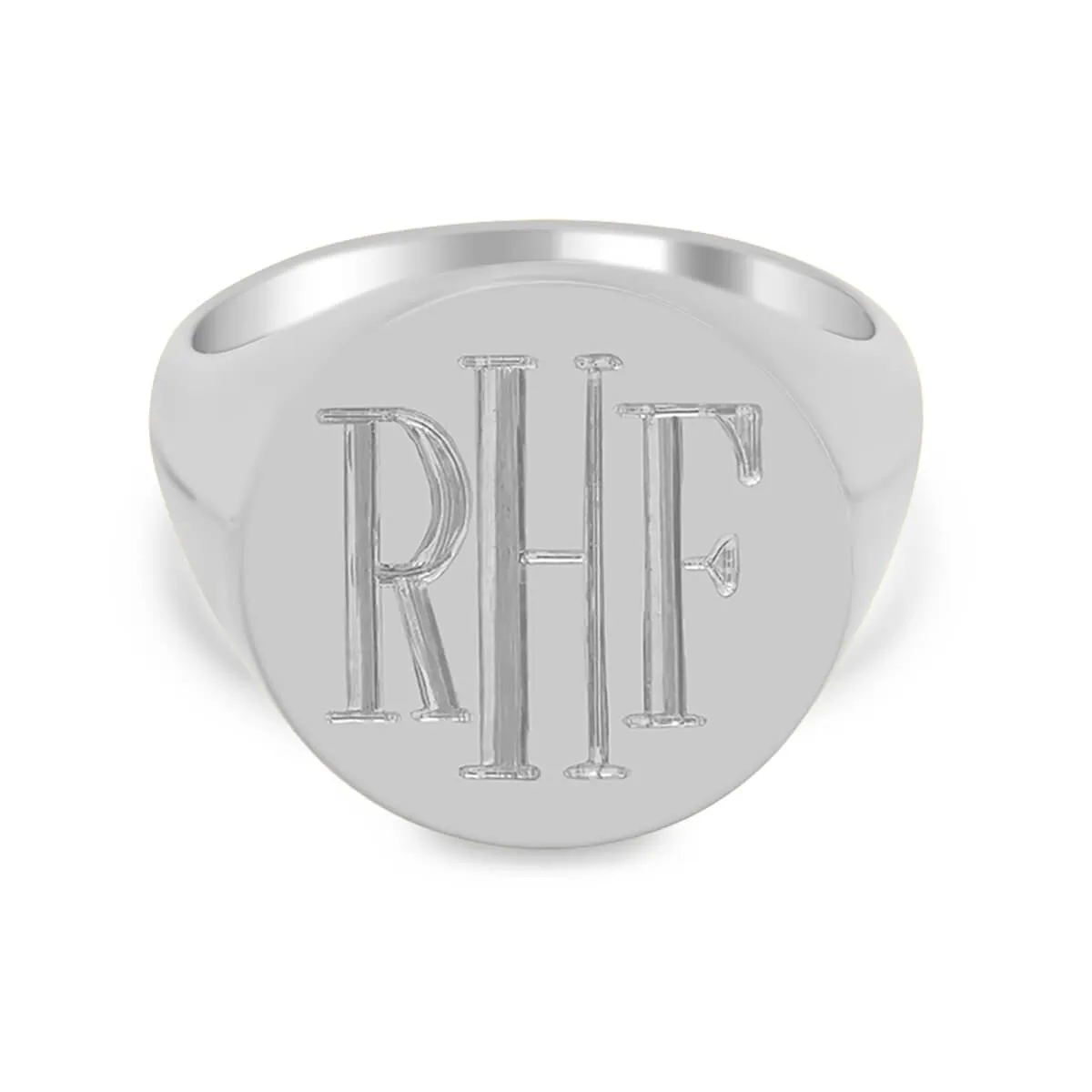 Men's Round Signet Ring - Large - Hand Engraved Roman Monogram