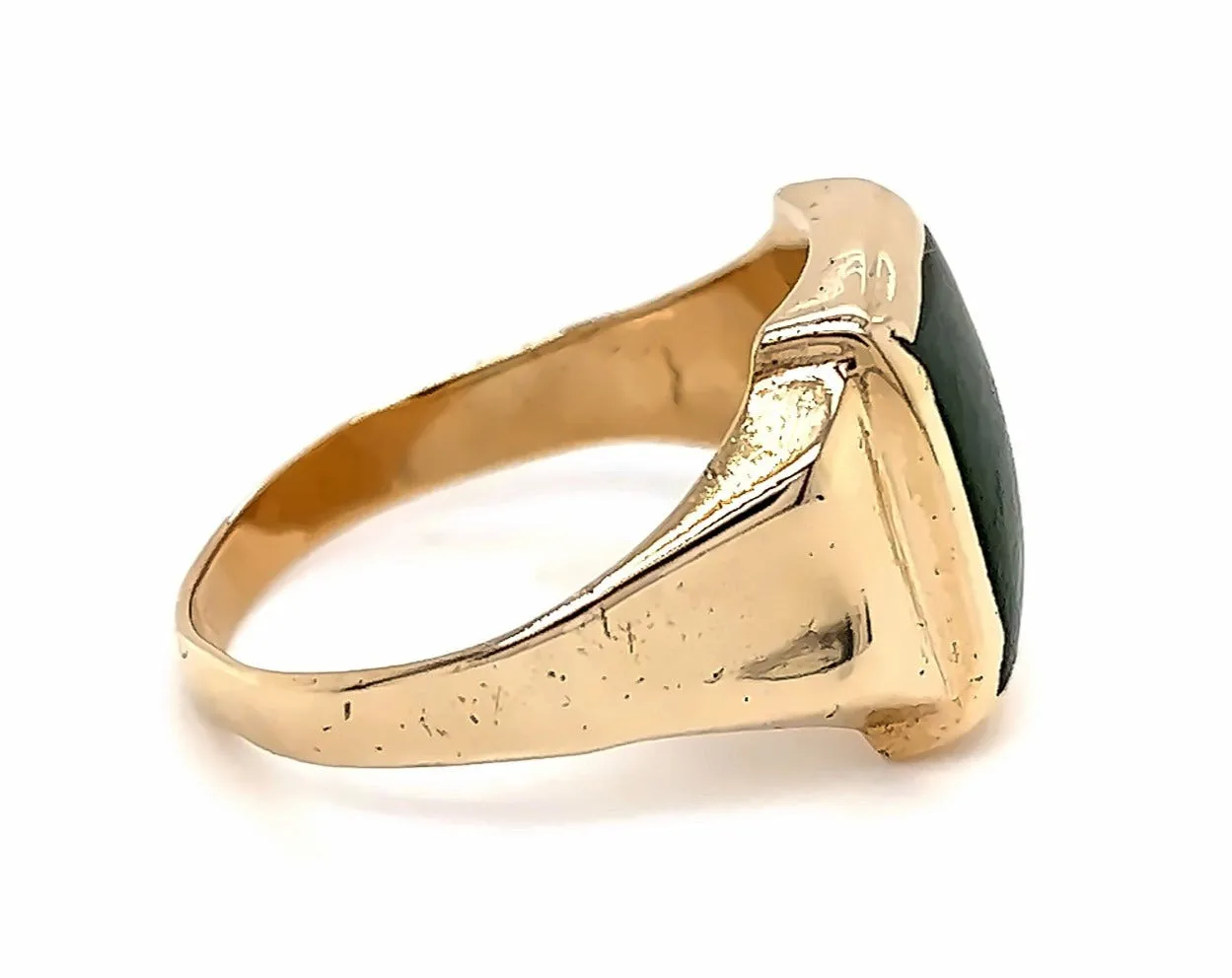 Nephrite Jade Yellow Gold Signet Ring