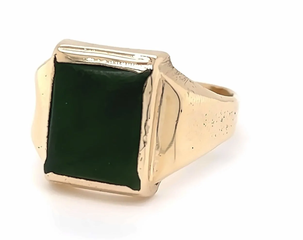 Nephrite Jade Yellow Gold Signet Ring