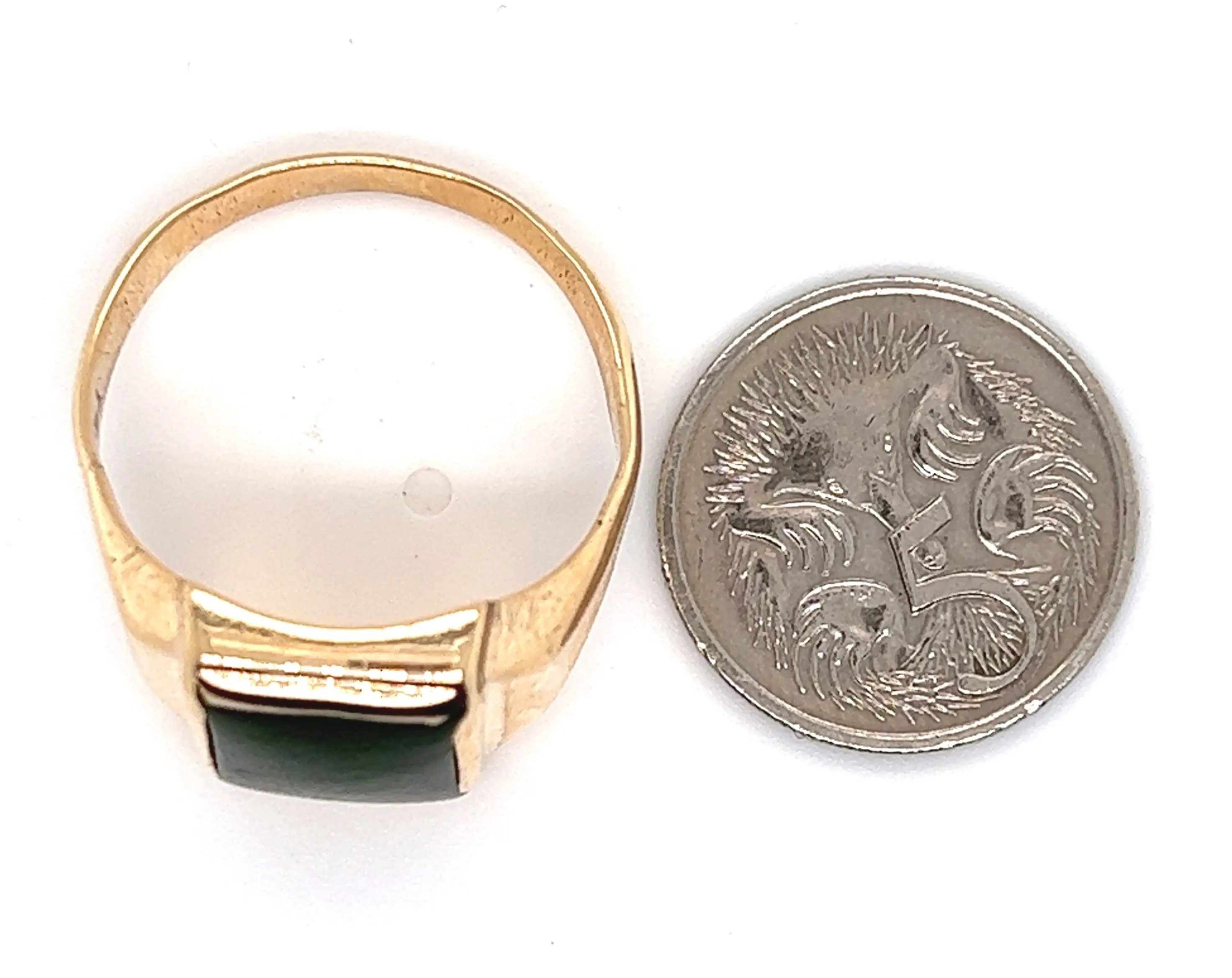 Nephrite Jade Yellow Gold Signet Ring