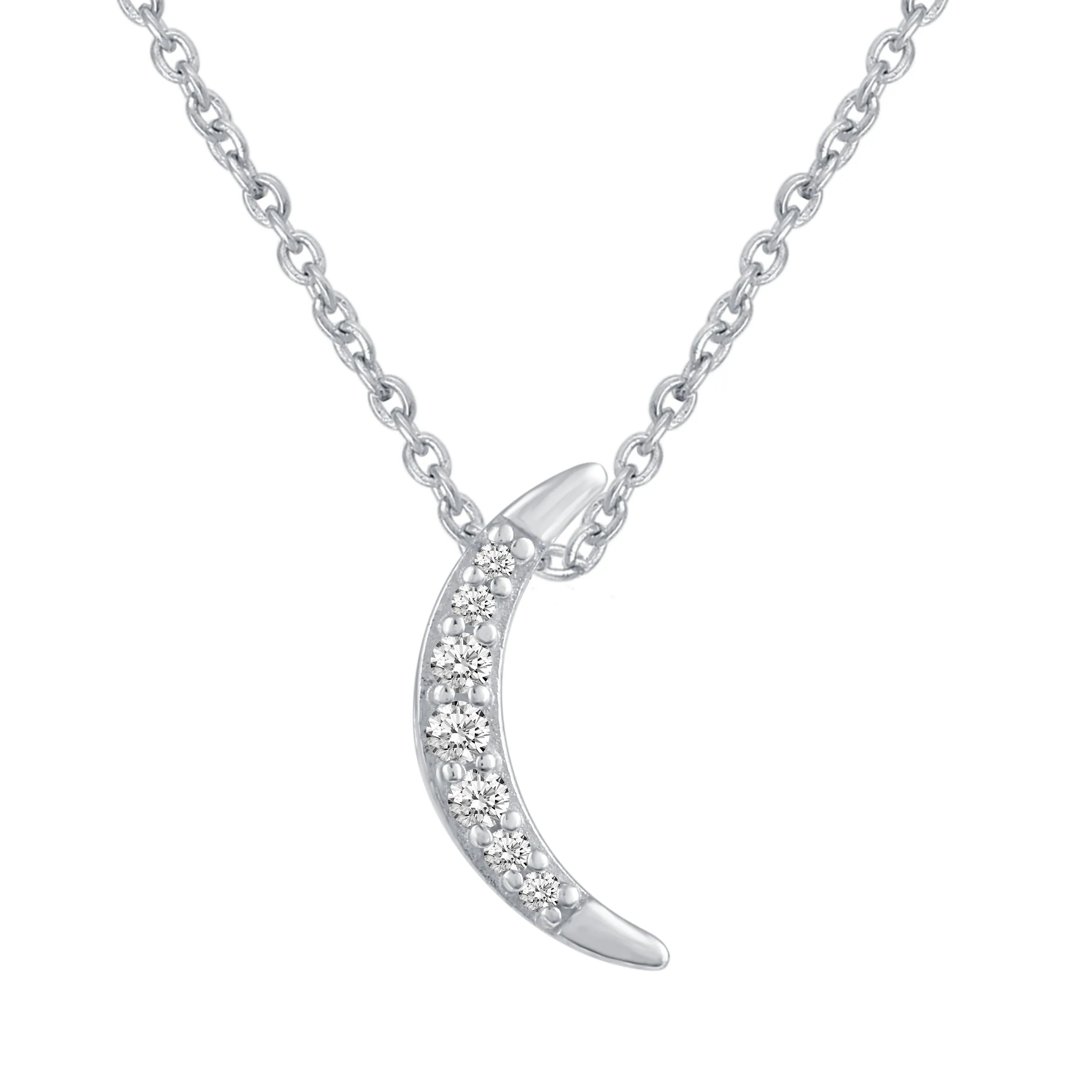 North Star and Moon Layered 1/10 Cttw Natural Diamond Pendant Necklace set in 925 Sterling Silver…