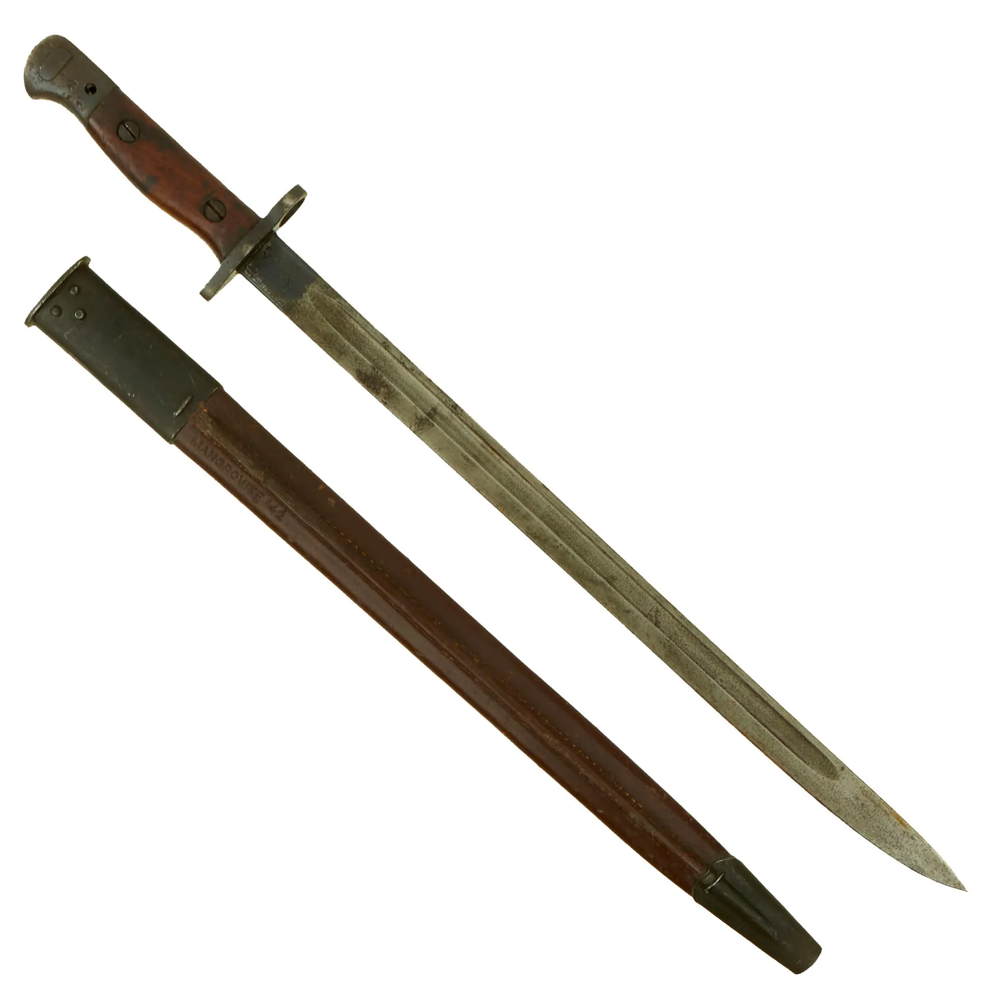 Original British WWI P-1907 Enfield Bayonet by Wilkinson with No. I Mk. II Australian Mangrovite Scabbard - Dated 1918, 25 & 42