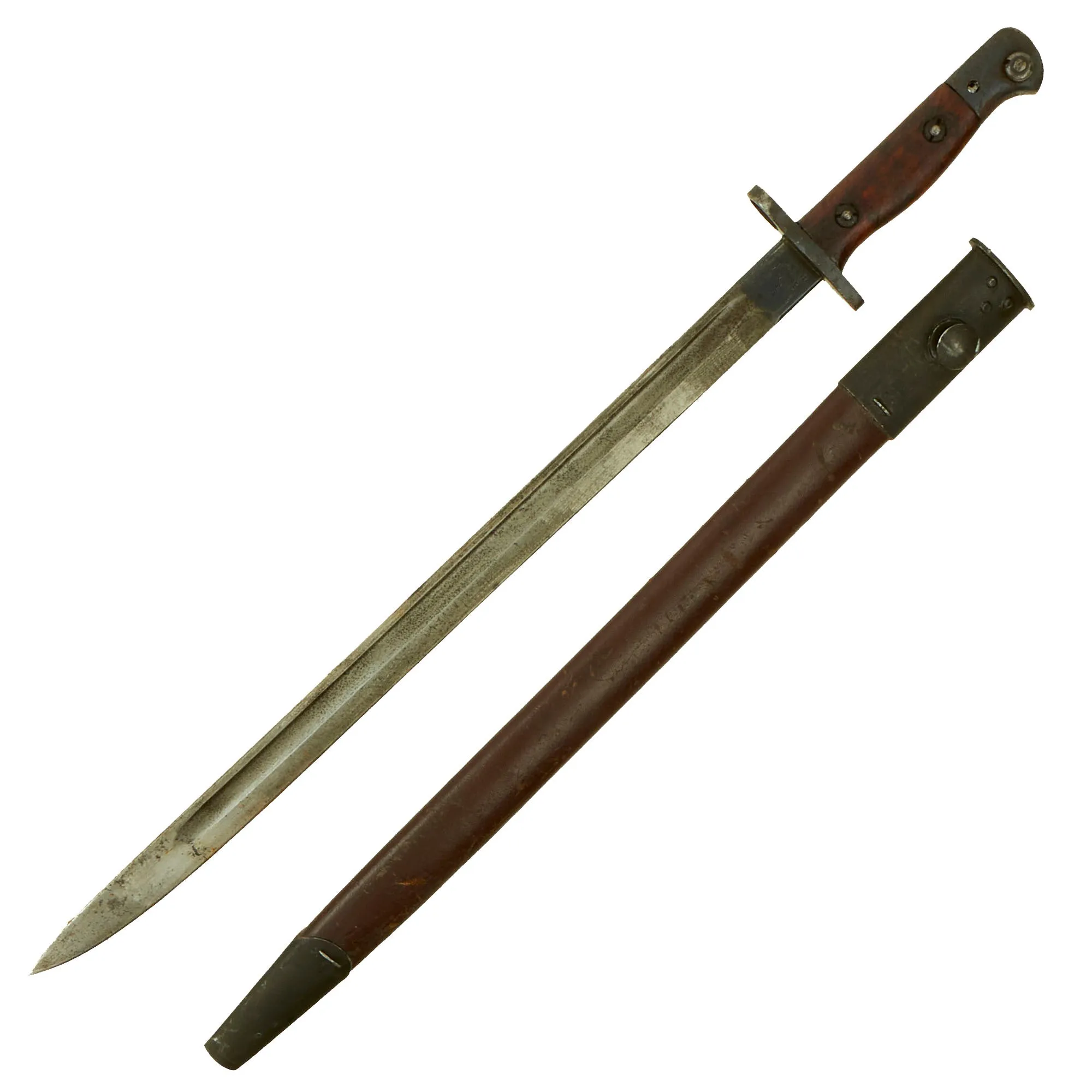 Original British WWI P-1907 Enfield Bayonet by Wilkinson with No. I Mk. II Australian Mangrovite Scabbard - Dated 1918, 25 & 42