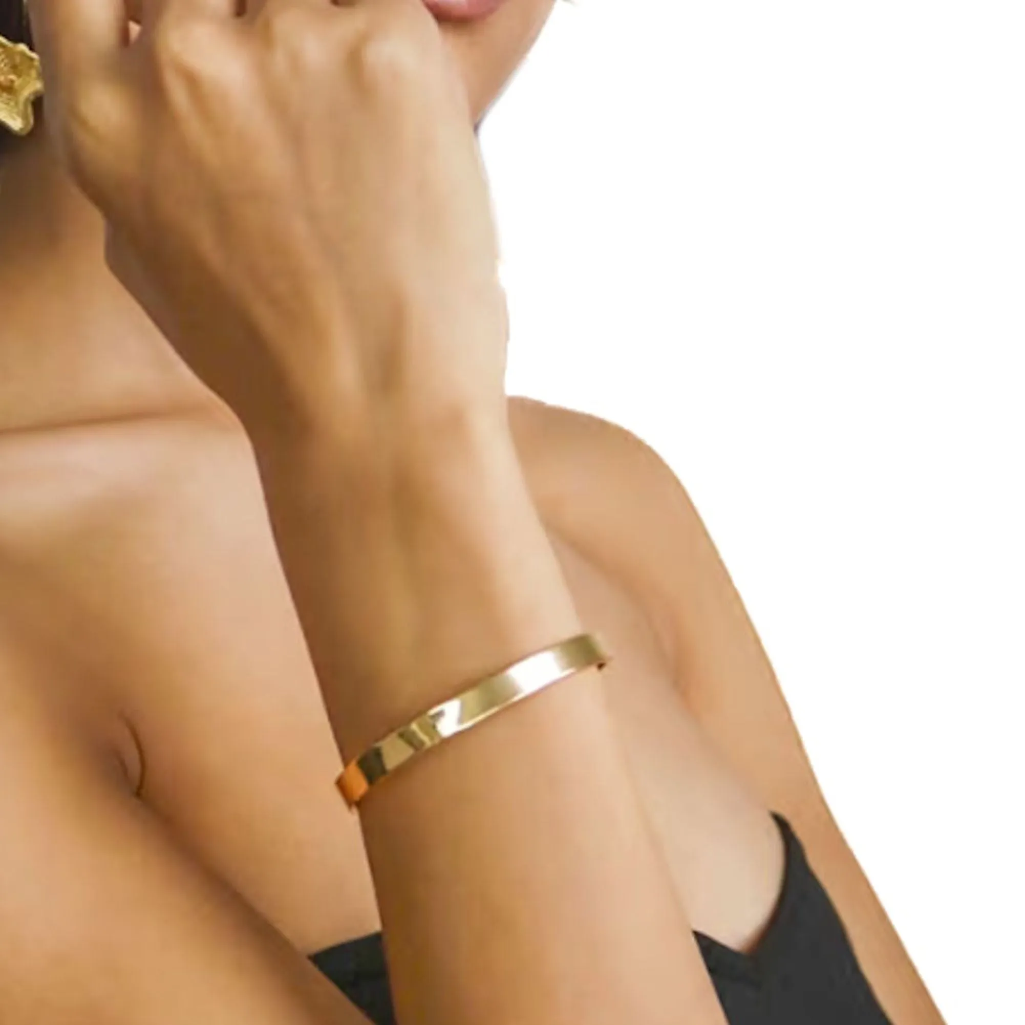 Plain Gold Bangle Bracelet - Wide Gold Filled Cuff Bracelet for Women