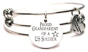 Proud Grandparent of a US Soldier Triple Style Expandable Bangle Bracelet