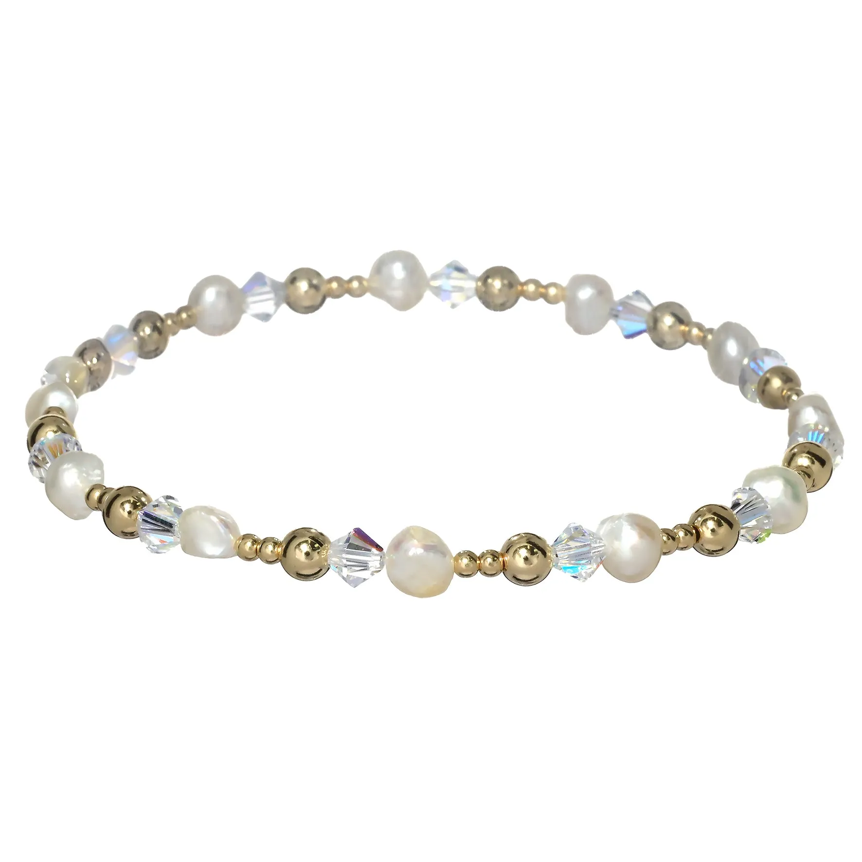 "VIVIANA" 14k gold-filled & pearl beaded bracelet