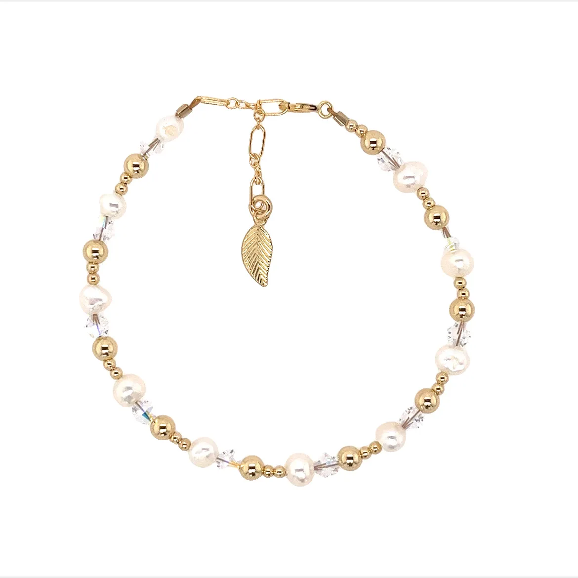 "VIVIANA" 14k gold-filled & pearl beaded bracelet