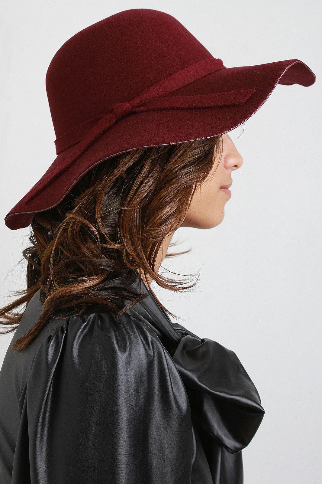 Ribbon Wool Floppy Hat