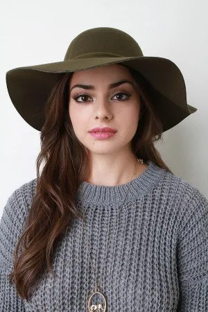 Ribbon Wool Floppy Hat