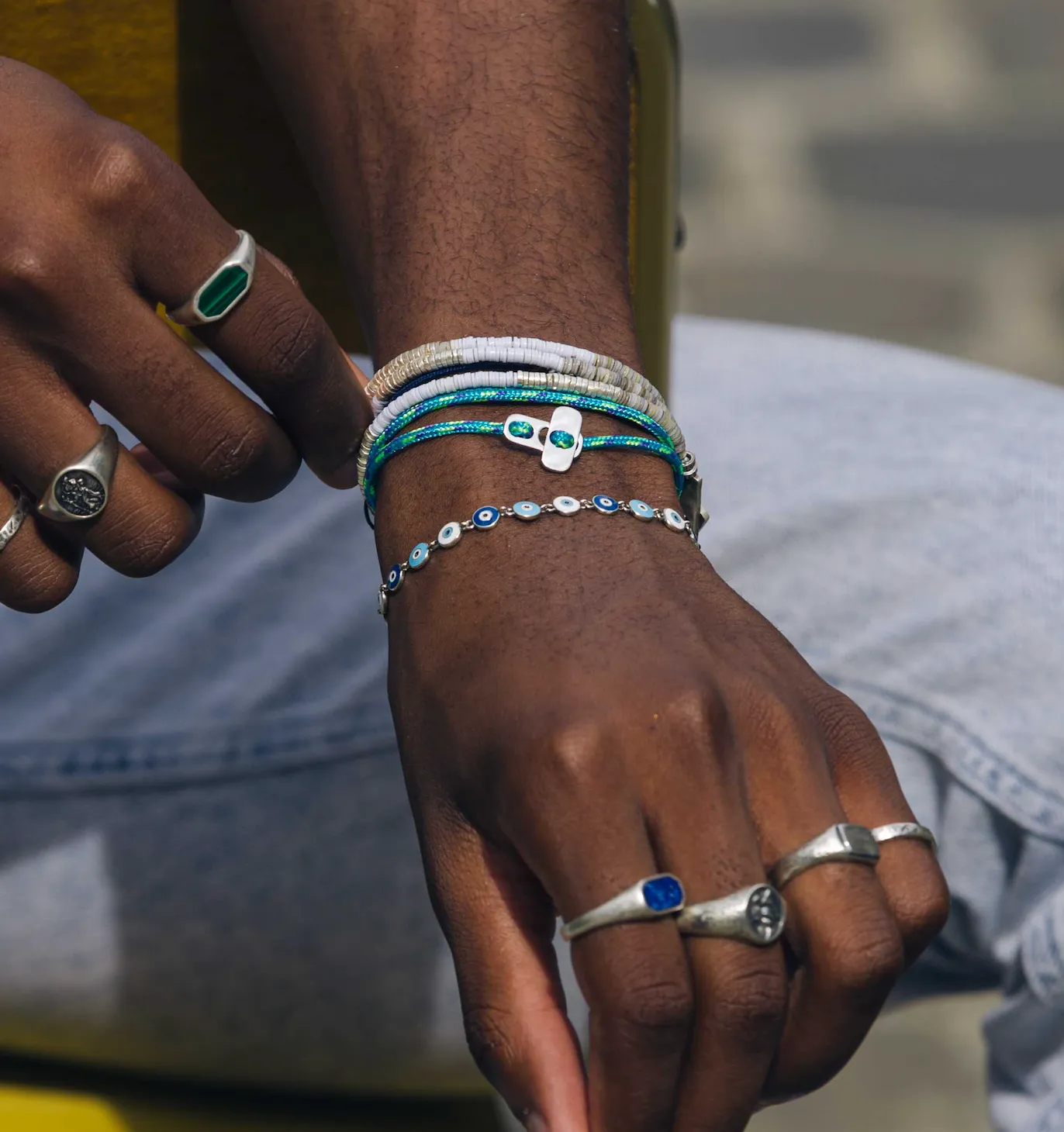 Sailing Cord Bracelet With Silver Clasp (Multicolors)