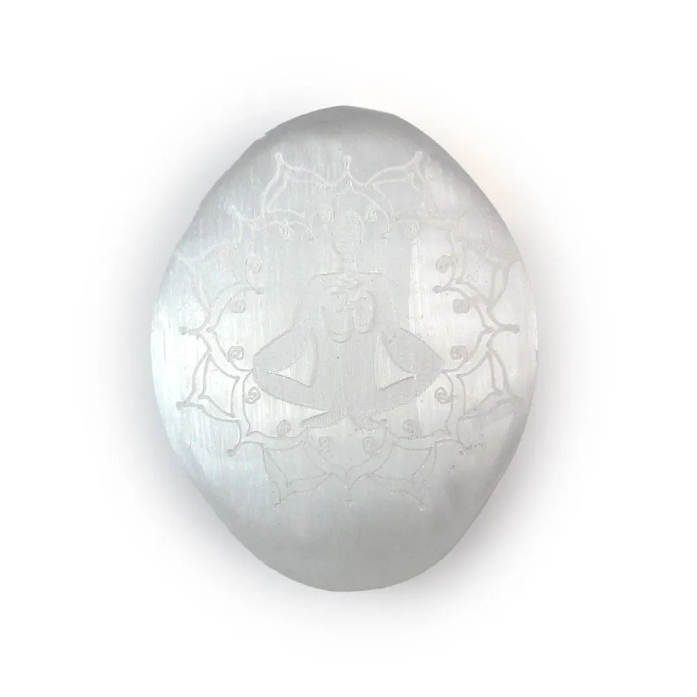 Selenite Buddha Palm Stone