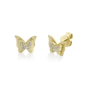 Shy Creation Diamond Butterfly Stud Earrings SC55021955