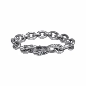 Silver Heavy Hammered Oval and Small Link Bracelet