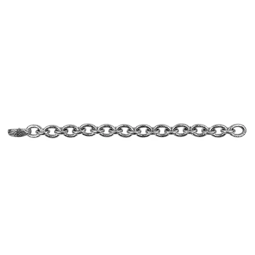 Silver Heavy Hammered Oval and Small Link Bracelet