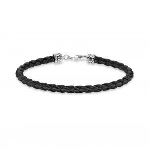 Silver Leather Black Bracelet A2011-682-11