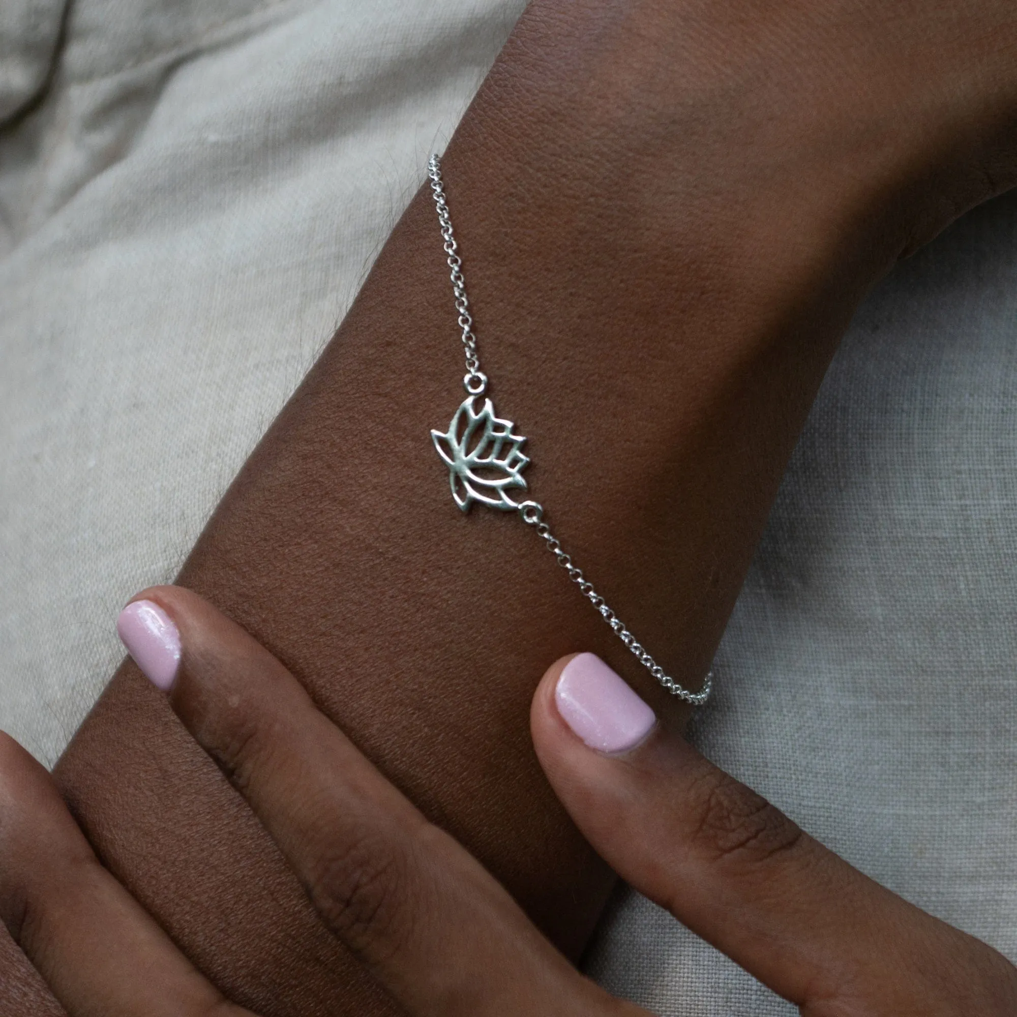 Silver Lotus Flower Bracelet