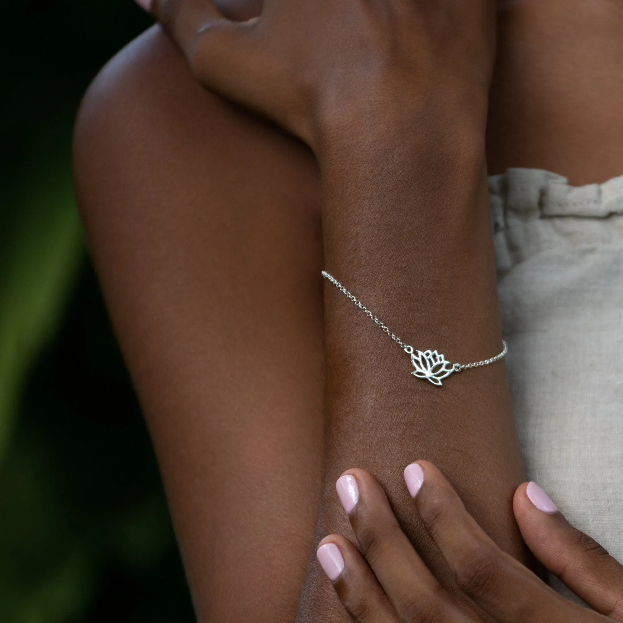 Silver Lotus Flower Bracelet