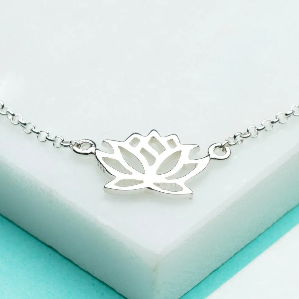 Silver Lotus Flower Bracelet