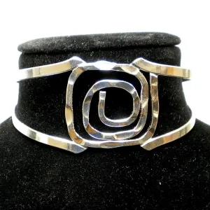 Silver Overlay Hammered Rectangular Spiral Cuff Bracelet Artisana