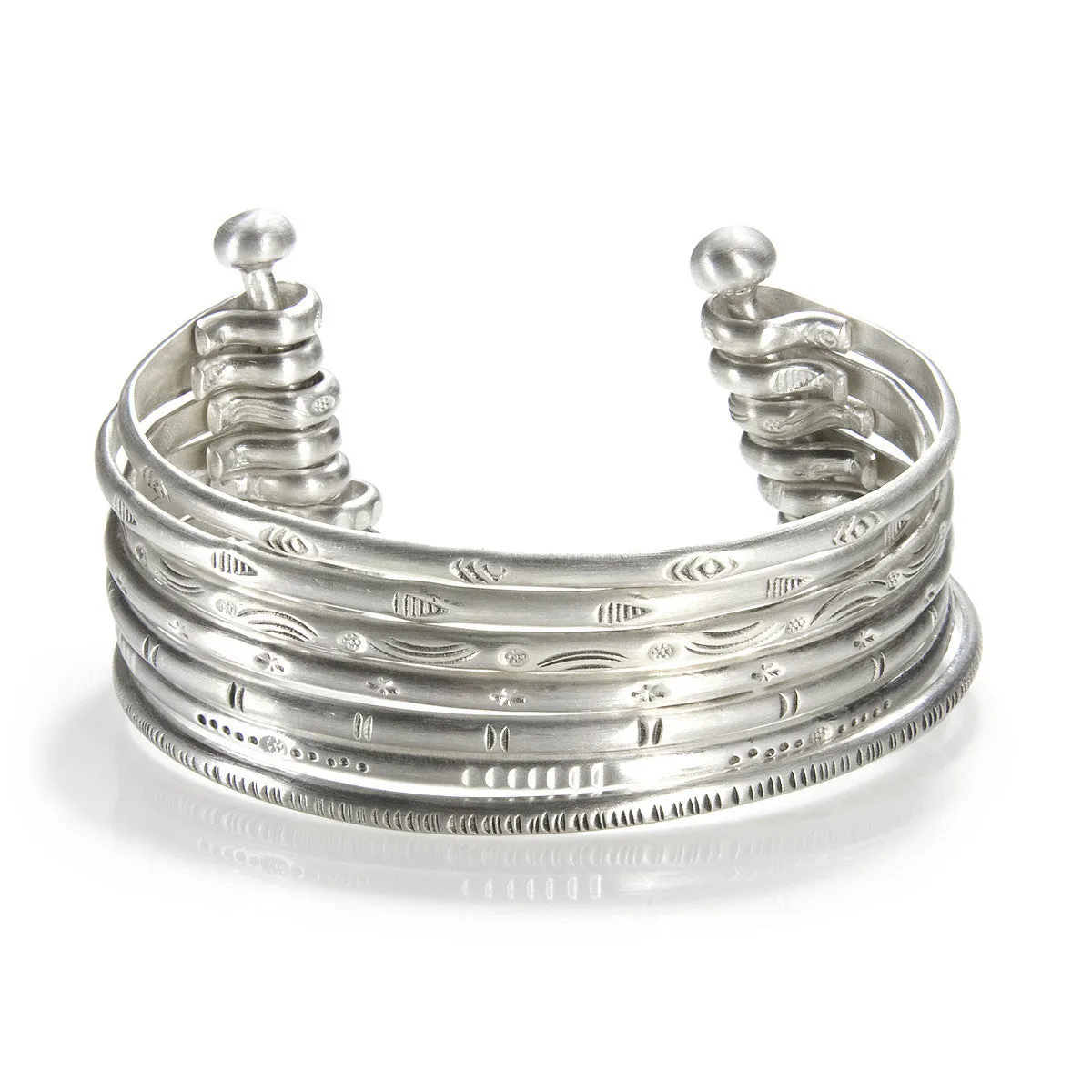 Small Silver Multi Bangle Cuff