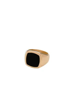 Square Signet Ring- Black / Gold