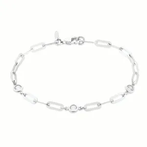 Sterling Silver 19.5 cm Bezel Cubic Zirconia Fancy Bracelet