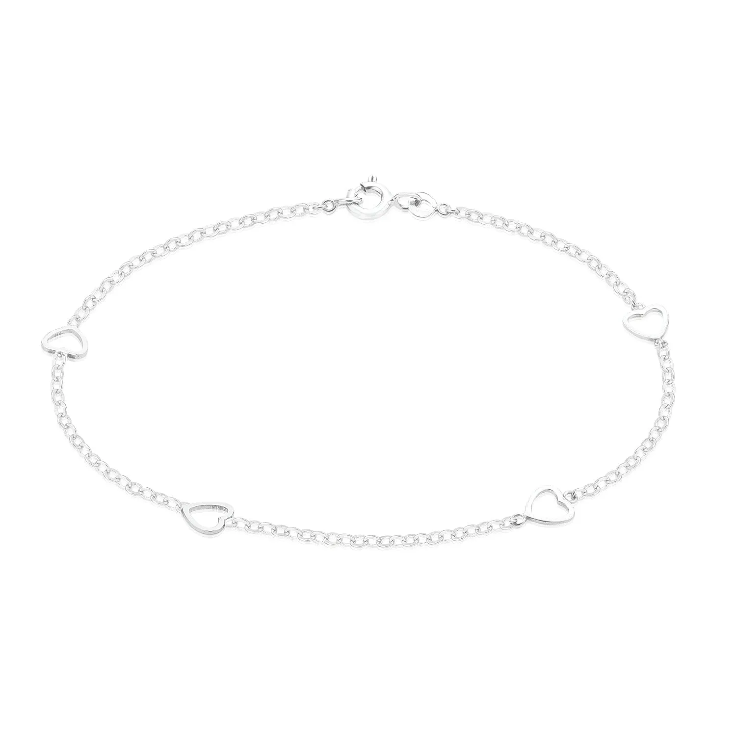 Sterling Silver 19cm with Cutout Heart Bracelet